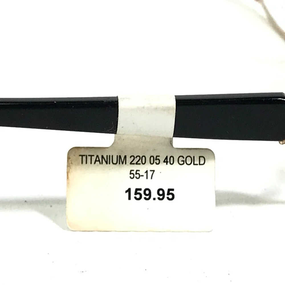 Titanium 220 Eyeglasses Frames T 220-05 COL 40 Black Gold Round 55-17-135